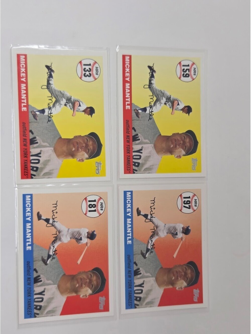Set Of 4 Topps Mickey Mantle Home Run History Baseball Cards HR #133–197